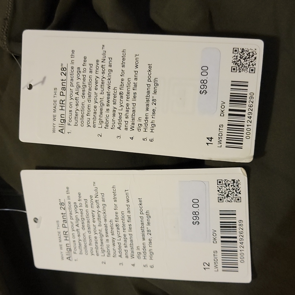 NWT Lululemon Align™ High-Rise Pant 28" Size 12 Dark Olive - Picture 4 of 7